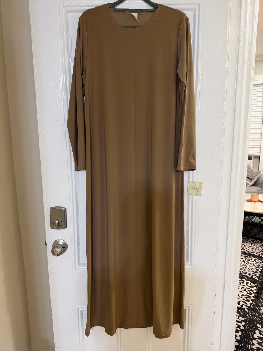 Long Sleeve Maxi Dress in Camel Brown